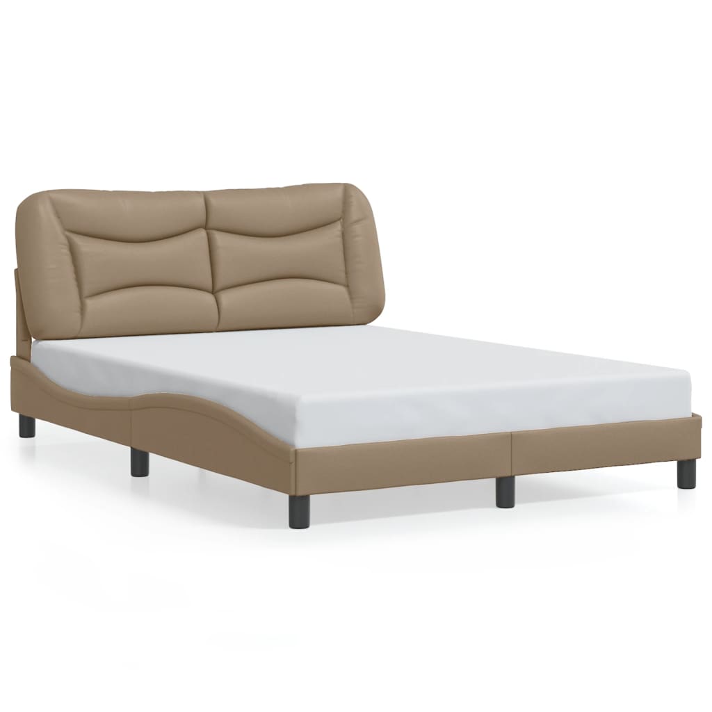 vidaXL Cadru de pat cu LED, cappuccino, 120x200 cm, piele ecologică