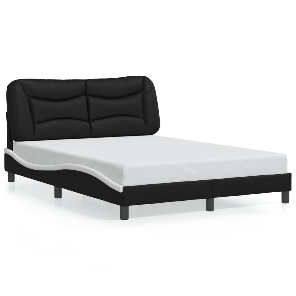 vidaXL Cadru de pat cu LED, negru și alb, 120x200 cm, piele ecologică vidaXL Cadru de pat cu LED, negru și alb, 120x200 cm, piele ecologică