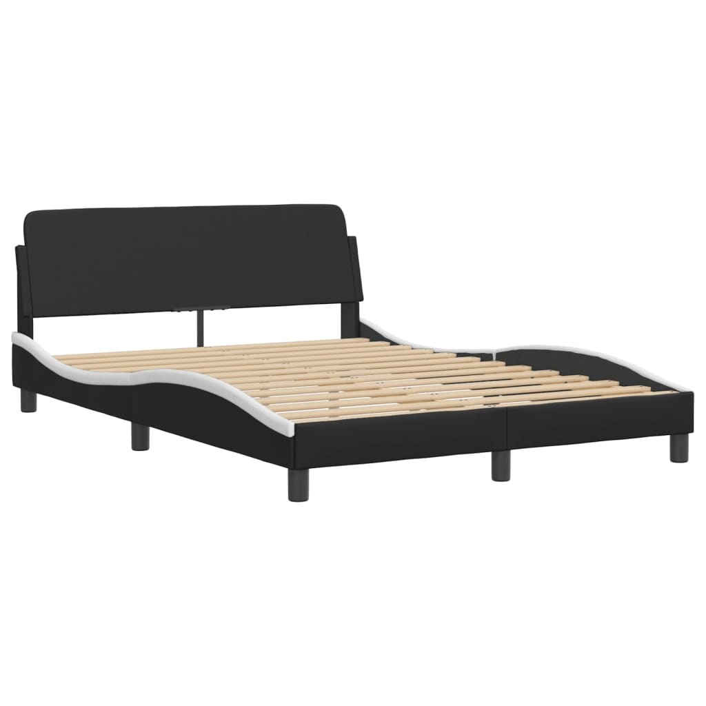 vidaXL Cadru de pat cu LED, negru și alb, 120x200 cm, piele ecologică vidaXL Cadru de pat cu LED, negru și alb, 120x200 cm, piele ecologică