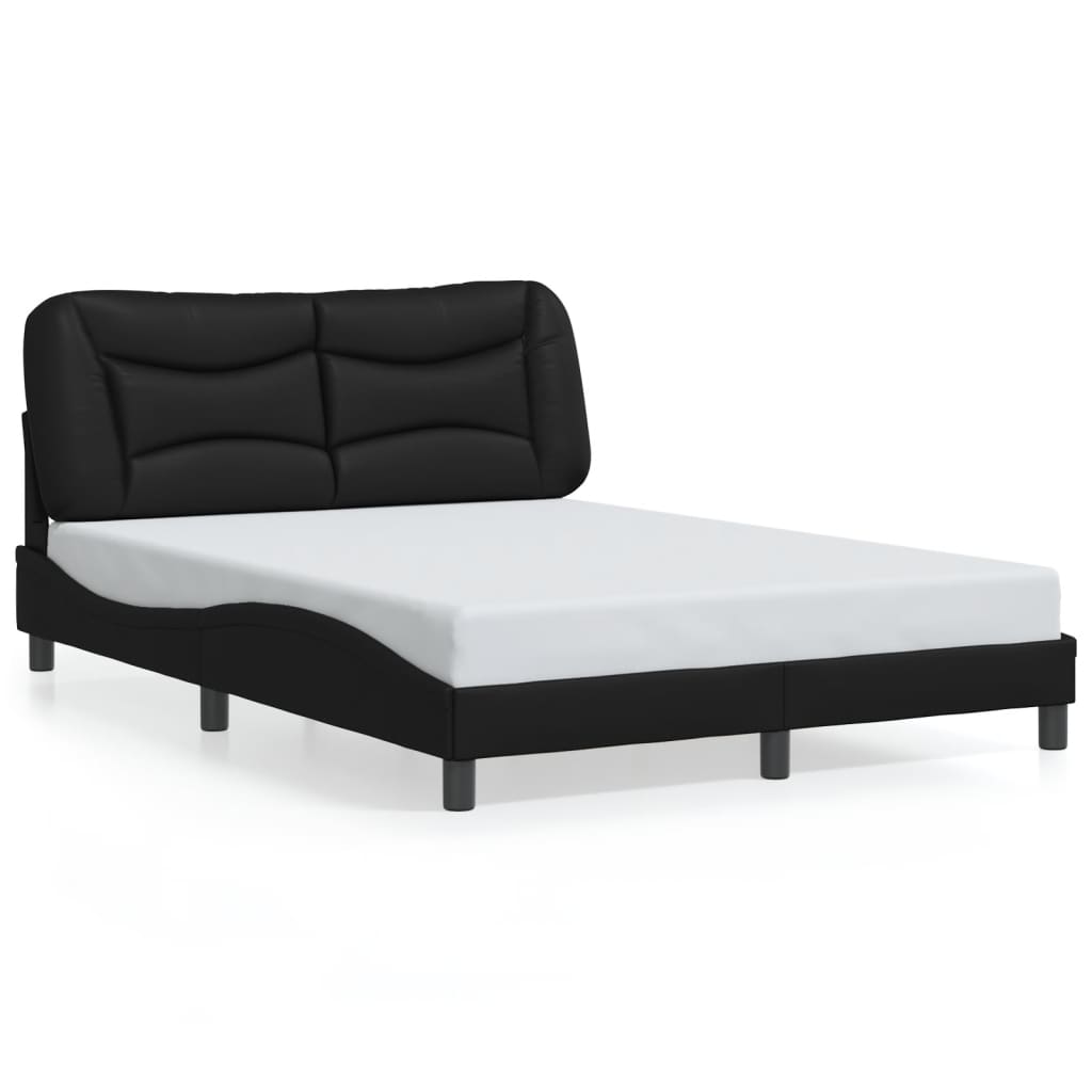 vidaXL Cadru de pat cu lumini LED, negru, 140x190 cm, piele ecologică vidaXL Cadru de pat cu lumini LED, negru, 140x190 cm, piele ecologică