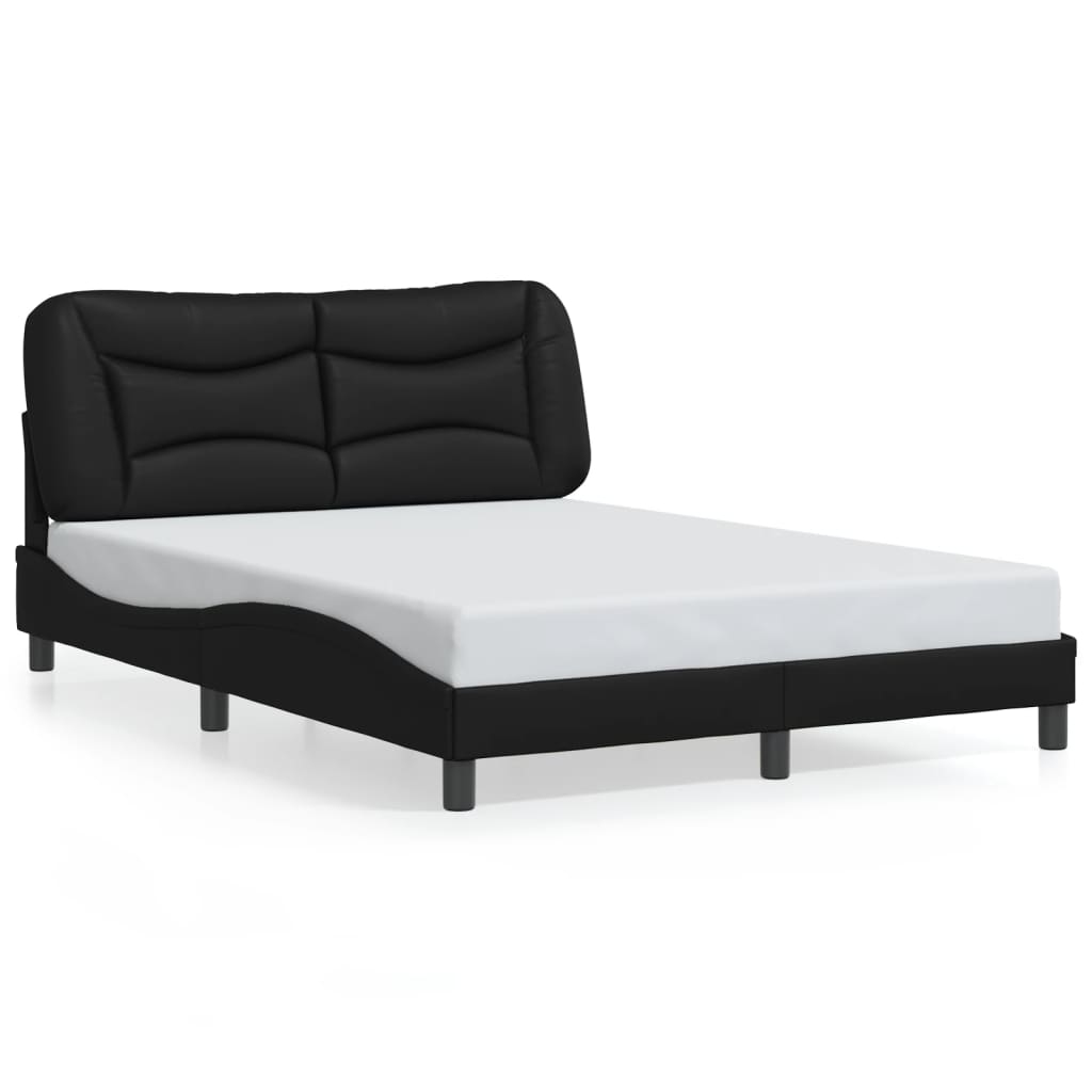 vidaXL Cadru de pat cu lumini LED, negru, 140x200 cm, piele ecologică vidaXL Cadru de pat cu lumini LED, negru, 140x200 cm, piele ecologică