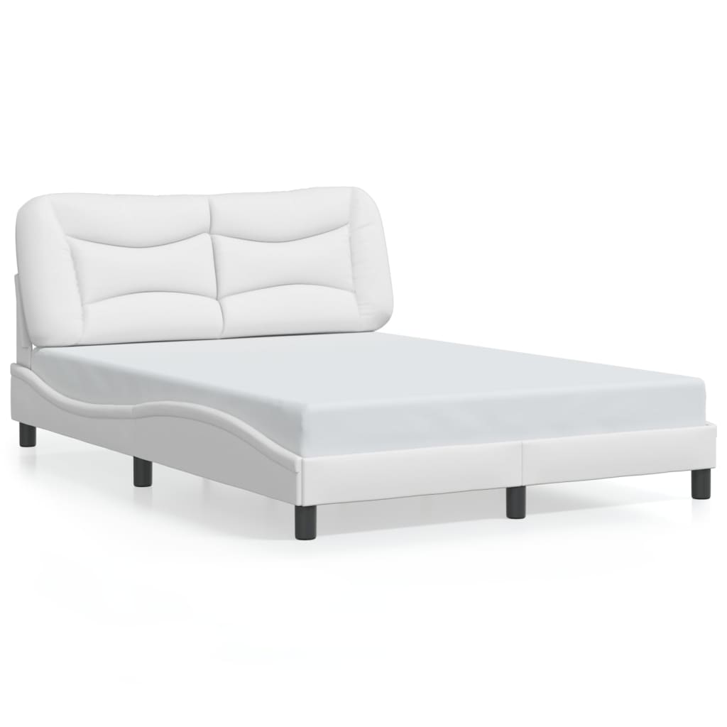 vidaXL Cadru de pat cu lumini LED, alb, 140x200 cm, piele ecologică vidaXL Cadru de pat cu lumini LED, alb, 140x200 cm, piele ecologică