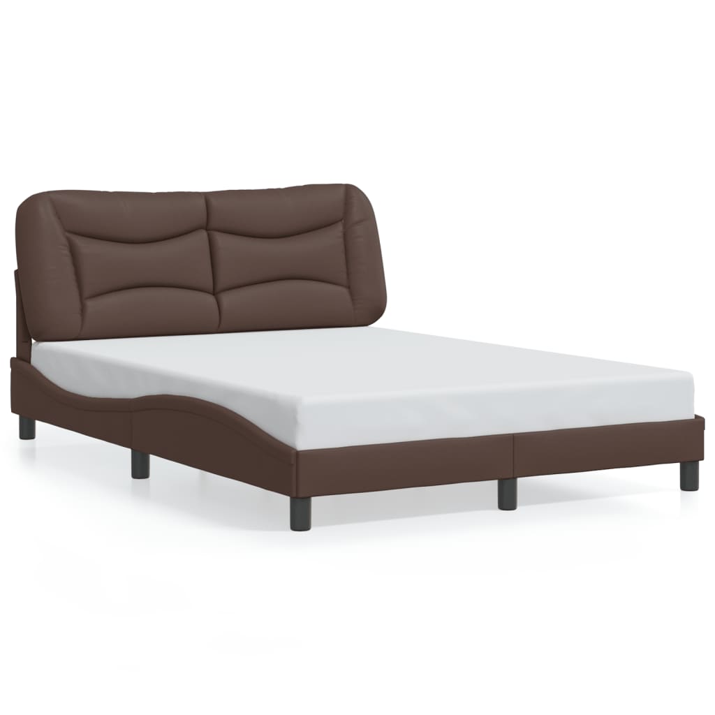 vidaXL Cadru de pat cu lumini LED, maro, 140x200 cm, piele ecologică vidaXL Cadru de pat cu lumini LED, maro, 140x200 cm, piele ecologică