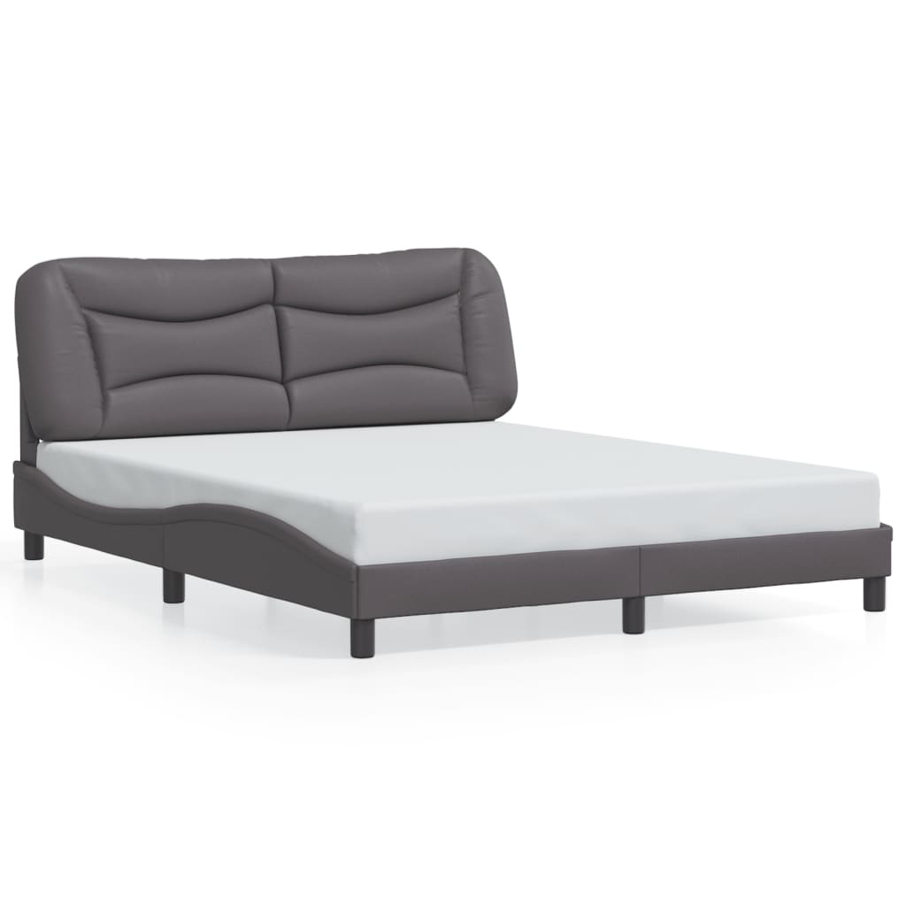 vidaXL Cadru de pat cu lumini LED, gri, 160x200 cm, piele ecologică vidaXL Cadru de pat cu lumini LED, gri, 160x200 cm, piele ecologică