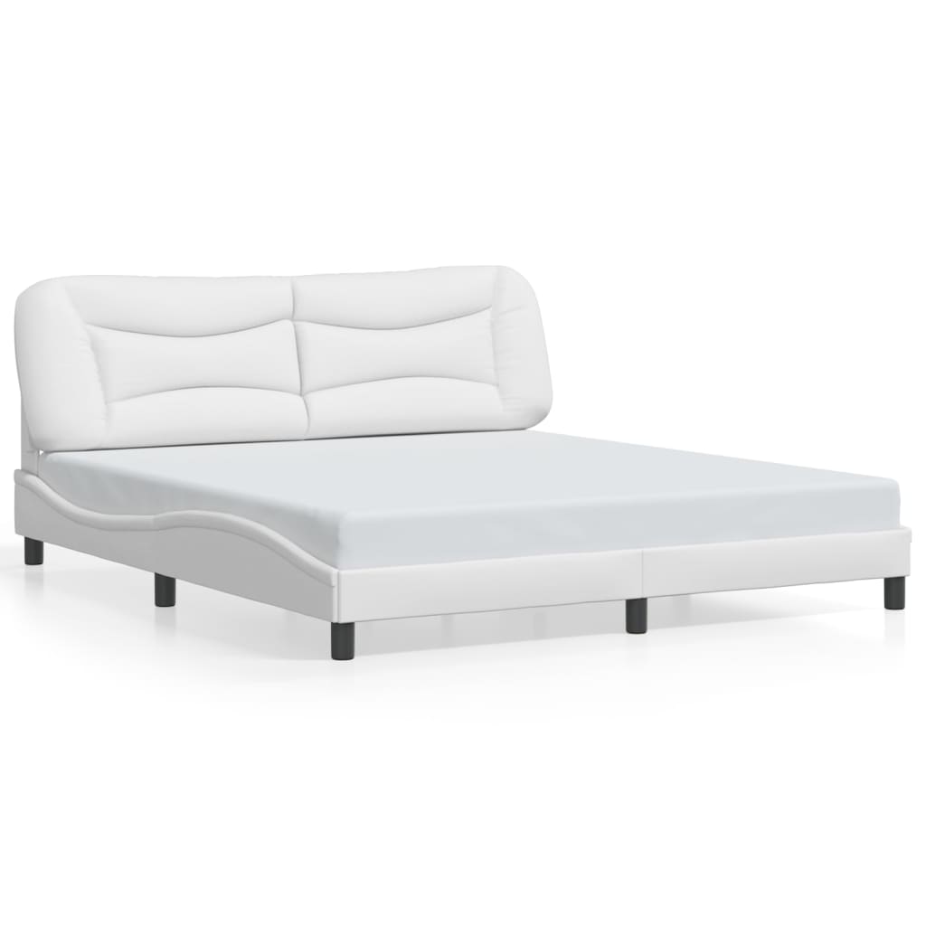 vidaXL Cadru de pat cu lumini LED, alb, 180x200 cm, piele ecologică vidaXL Cadru de pat cu lumini LED, alb, 180x200 cm, piele ecologică