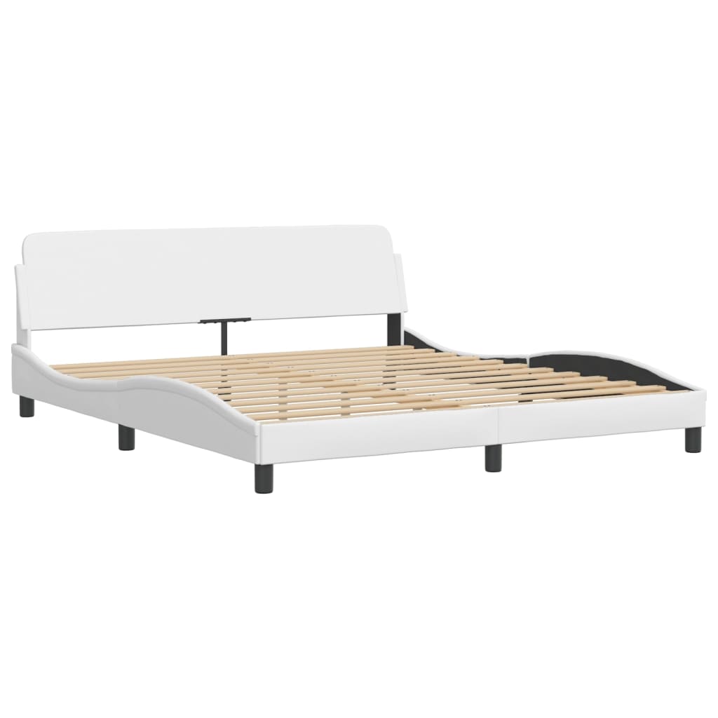 vidaXL Cadru de pat cu lumini LED, alb, 180x200 cm, piele ecologică vidaXL Cadru de pat cu lumini LED, alb, 180x200 cm, piele ecologică