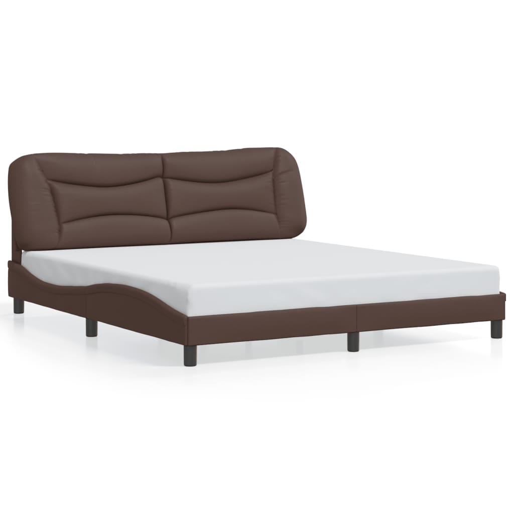 vidaXL Cadru de pat cu lumini LED, maro, 180x200 cm, piele ecologică vidaXL Cadru de pat cu lumini LED, maro, 180x200 cm, piele ecologică