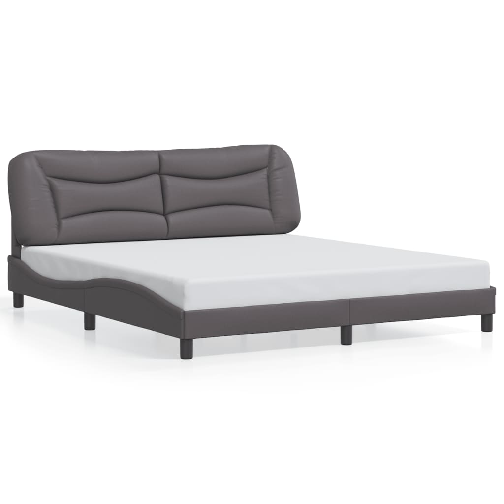 vidaXL Cadru de pat cu lumini LED, gri, 180x200 cm, piele ecologică