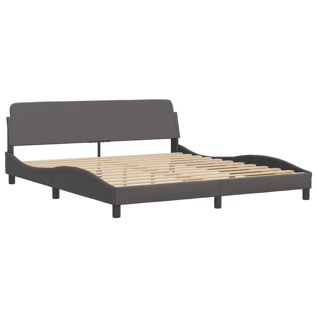 vidaXL Cadru de pat cu lumini LED, gri, 180x200 cm, piele ecologică