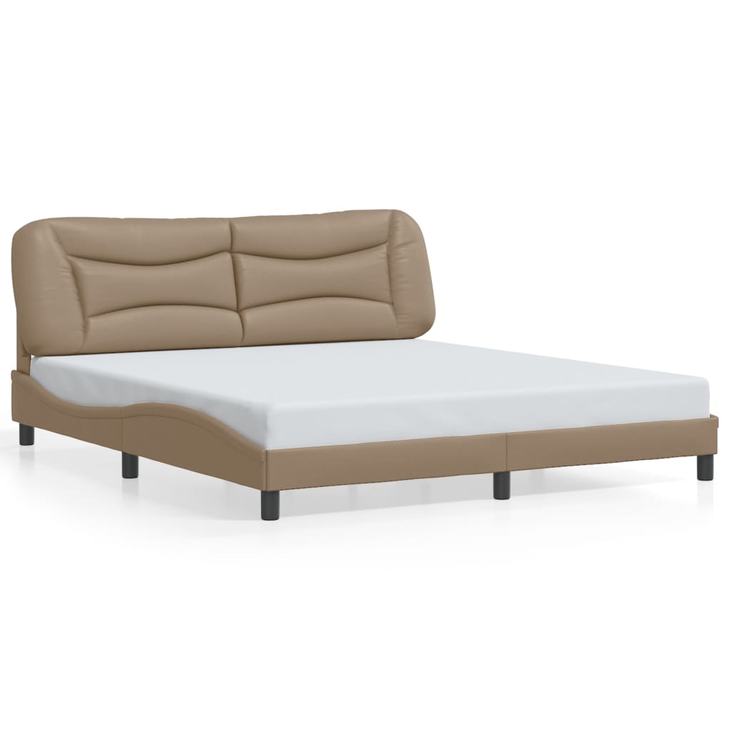 vidaXL Cadru de pat cu LED, cappuccino, 180x200 cm, piele ecologică