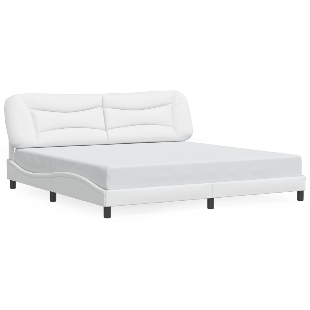 vidaXL Cadru de pat cu lumini LED, alb, 200x200 cm, piele ecologică vidaXL Cadru de pat cu lumini LED, alb, 200x200 cm, piele ecologică