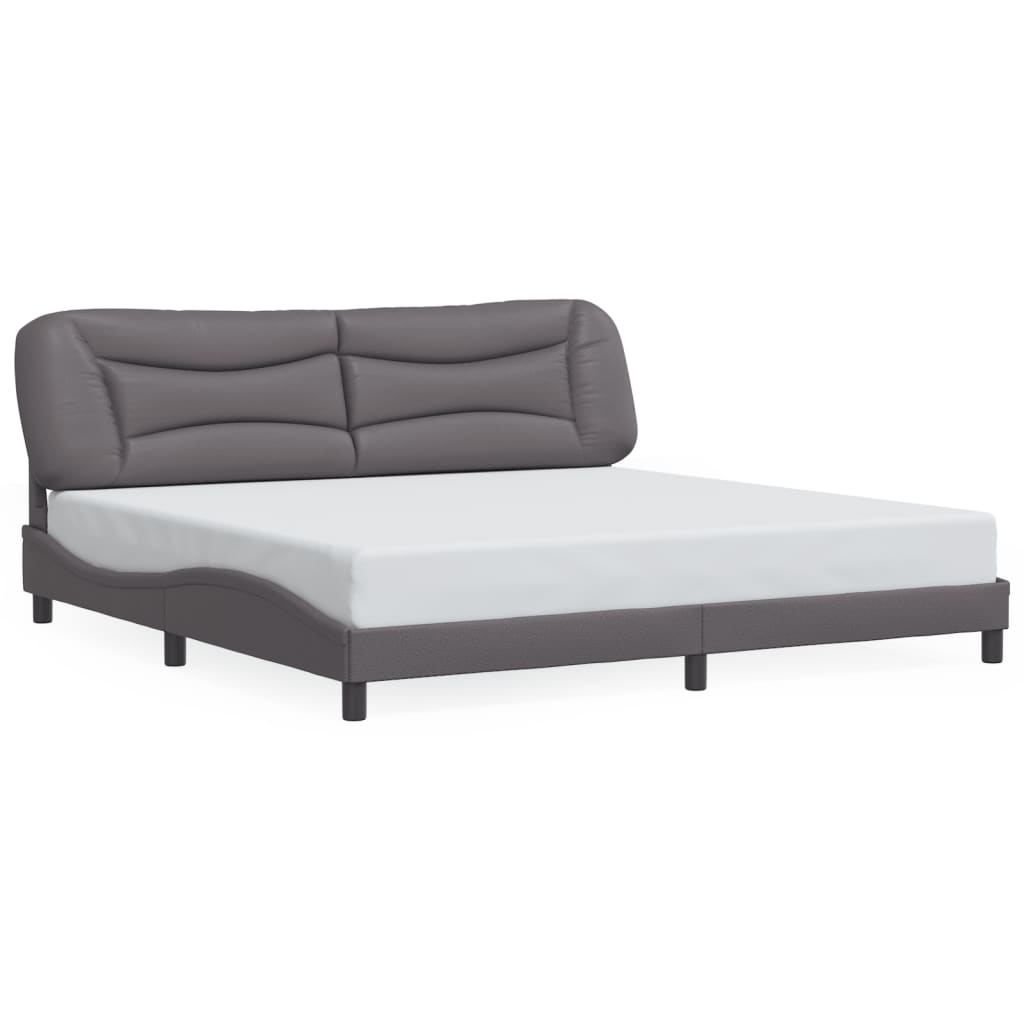 vidaXL Cadru de pat cu lumini LED, gri, 200x200 cm, piele ecologică vidaXL Cadru de pat cu lumini LED, gri, 200x200 cm, piele ecologică