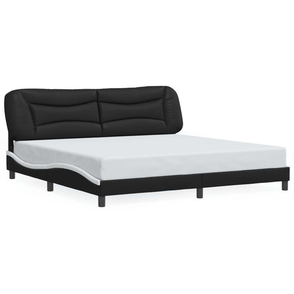vidaXL Cadru de pat cu lumini LED negru/alb 200x200 cm piele ecologică vidaXL Cadru de pat cu lumini LED negru/alb 200x200 cm piele ecologică