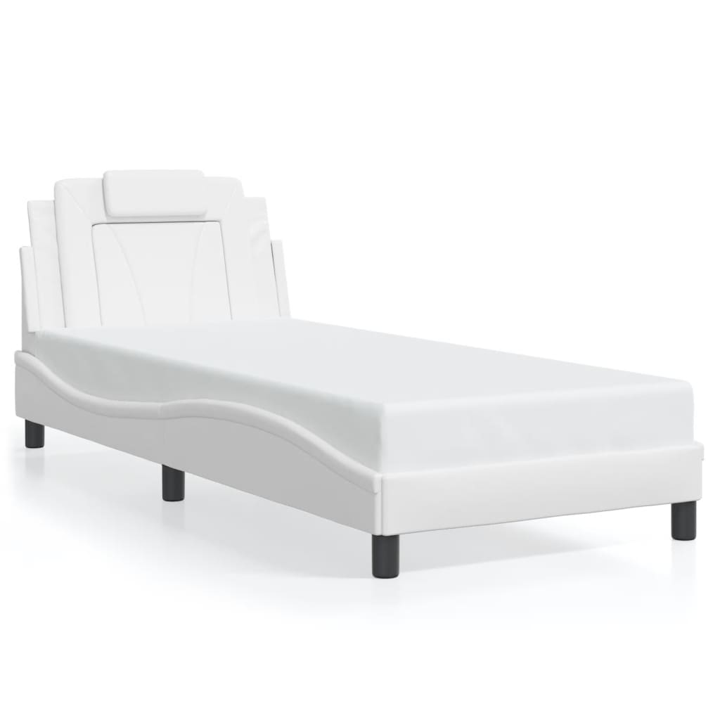 vidaXL Cadru de pat cu lumini LED, alb, 80x200 cm, piele ecologică vidaXL Cadru de pat cu lumini LED, alb, 80x200 cm, piele ecologică