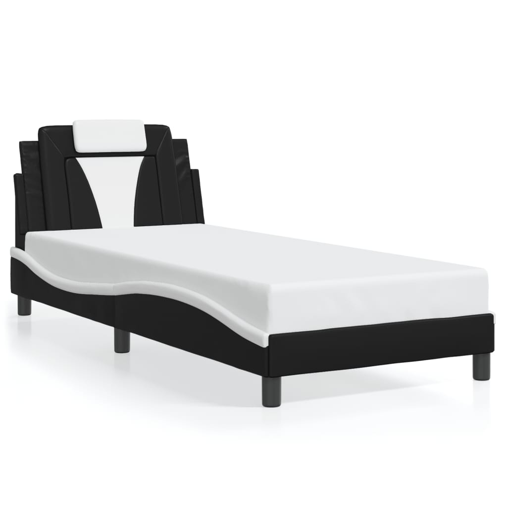 vidaXL Cadru de pat cu lumini LED negru/alb 80x200 cm piele ecologică vidaXL Cadru de pat cu lumini LED negru/alb 80x200 cm piele ecologică