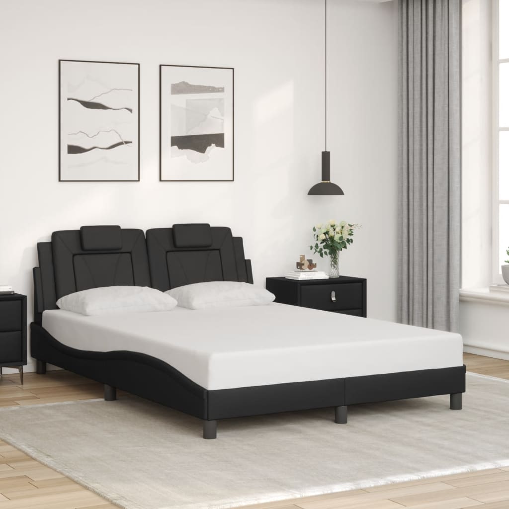 vidaXL Cadru de pat cu lumini LED, negru, 120x200 cm, piele ecologică vidaXL Cadru de pat cu lumini LED, negru, 120x200 cm, piele ecologică