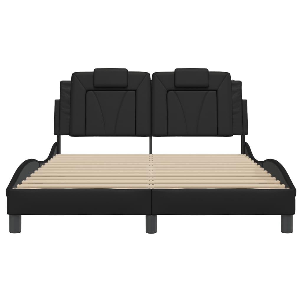 vidaXL Cadru de pat cu lumini LED, negru, 120x200 cm, piele ecologică vidaXL Cadru de pat cu lumini LED, negru, 120x200 cm, piele ecologică