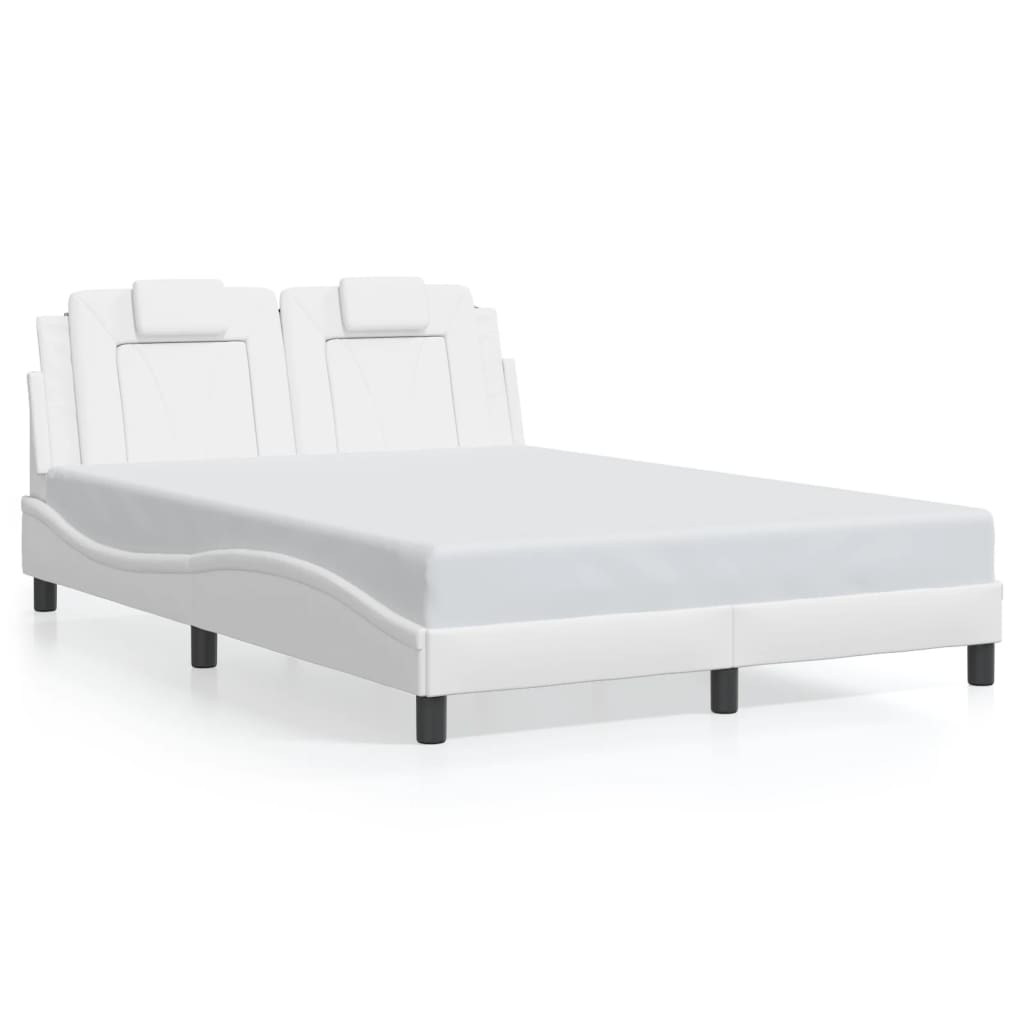 vidaXL Cadru de pat cu lumini LED, alb, 120x200 cm, piele ecologică vidaXL Cadru de pat cu lumini LED, alb, 120x200 cm, piele ecologică