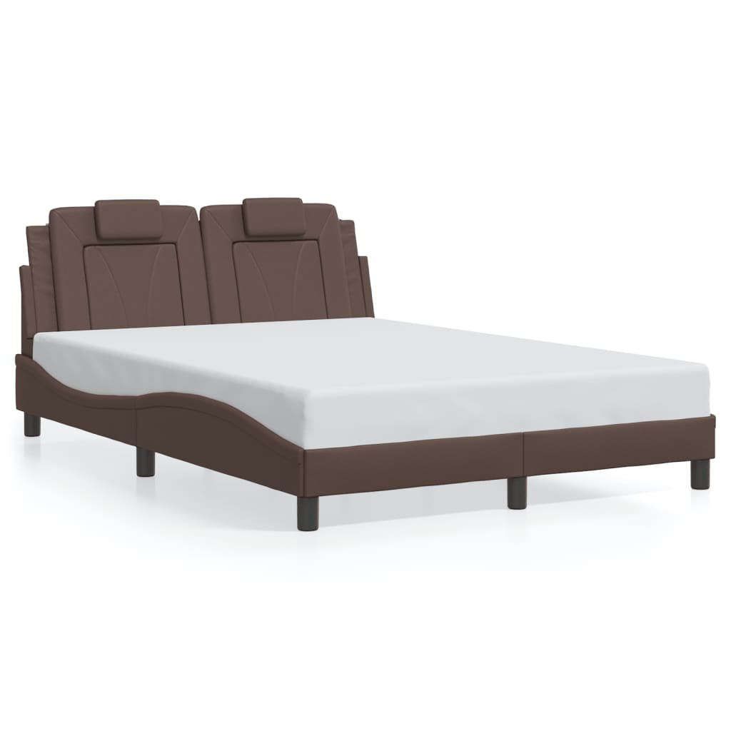 vidaXL Cadru de pat cu lumini LED, maro, 120x200 cm, piele ecologică vidaXL Cadru de pat cu lumini LED, maro, 120x200 cm, piele ecologică
