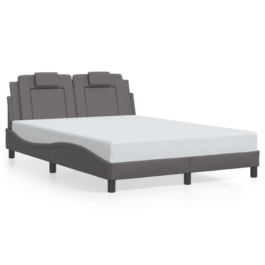 vidaXL Cadru de pat cu lumini LED, gri, 120x200 cm, piele ecologică