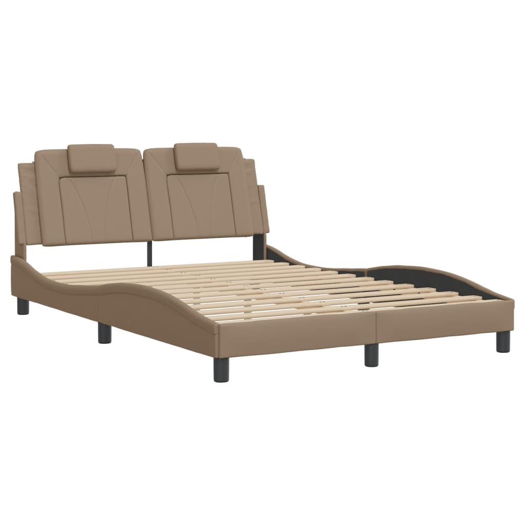 vidaXL Cadru de pat cu LED, cappuccino, 120x200 cm, piele ecologică
