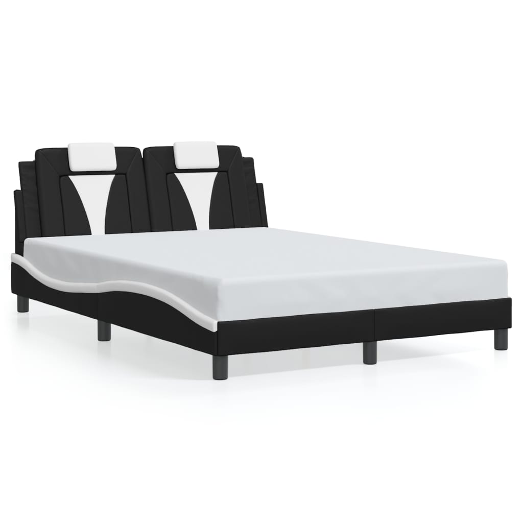 vidaXL Cadru de pat cu LED, negru și alb, 120x200 cm, piele ecologică vidaXL Cadru de pat cu LED, negru și alb, 120x200 cm, piele ecologică