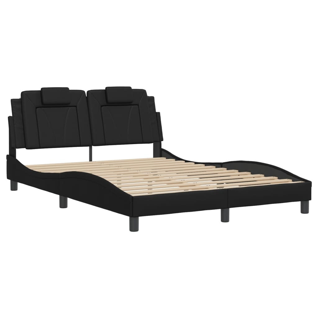 vidaXL Cadru de pat cu lumini LED, negru, 140x190 cm, piele ecologică vidaXL Cadru de pat cu lumini LED, negru, 140x190 cm, piele ecologică