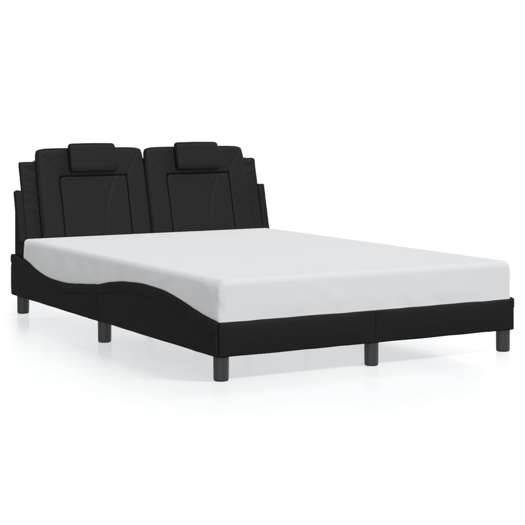 vidaXL Cadru de pat cu lumini LED, negru, 140x190 cm, piele ecologică vidaXL Cadru de pat cu lumini LED, negru, 140x190 cm, piele ecologică