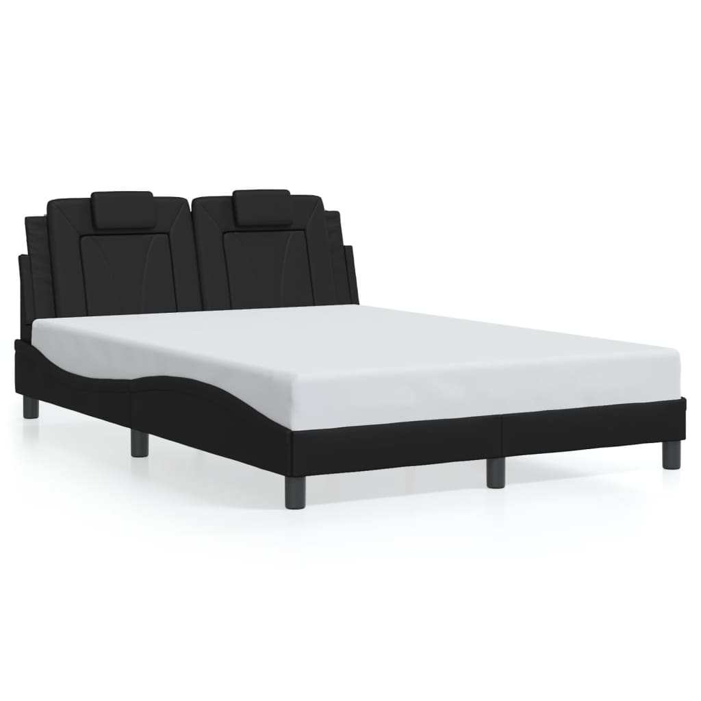 vidaXL Cadru de pat cu lumini LED, negru, 140x200 cm, piele ecologică vidaXL Cadru de pat cu lumini LED, negru, 140x200 cm, piele ecologică