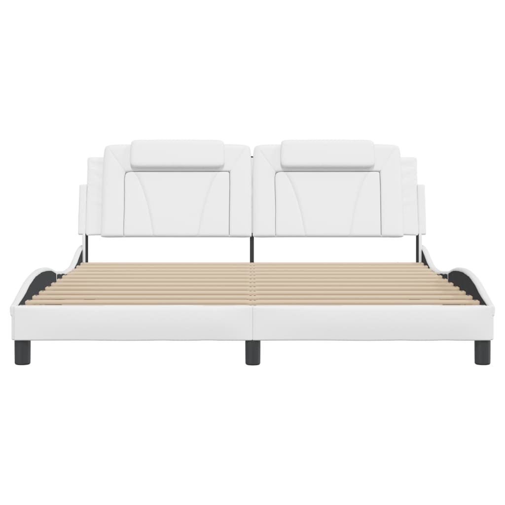 vidaXL Cadru de pat cu lumini LED, alb, 180x200 cm, piele ecologică vidaXL Cadru de pat cu lumini LED, alb, 180x200 cm, piele ecologică