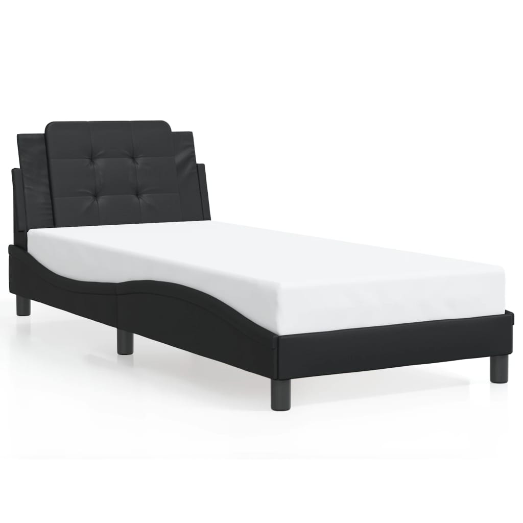 vidaXL Cadru de pat cu lumini LED, negru, 80x200 cm, piele ecologică