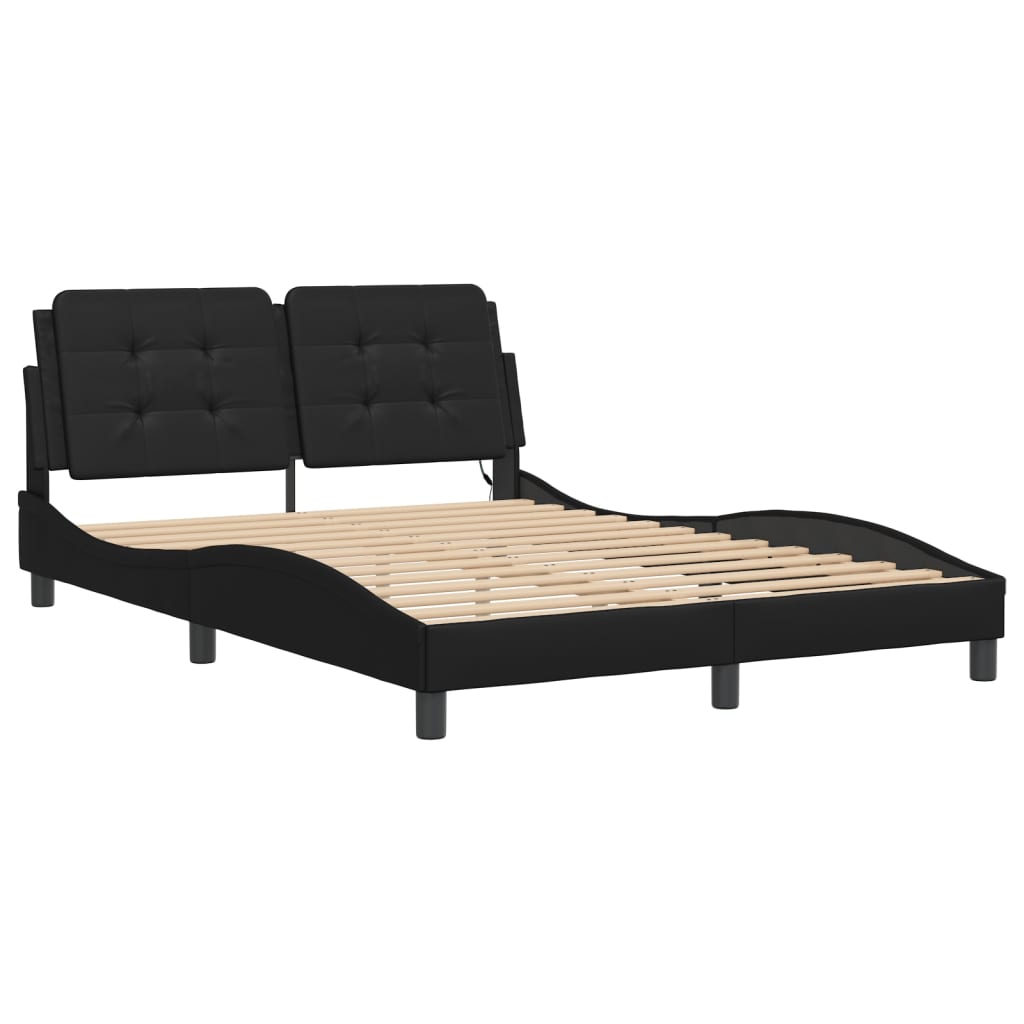 vidaXL Cadru de pat cu lumini LED, negru, 120x200 cm, piele ecologică vidaXL Cadru de pat cu lumini LED, negru, 120x200 cm, piele ecologică