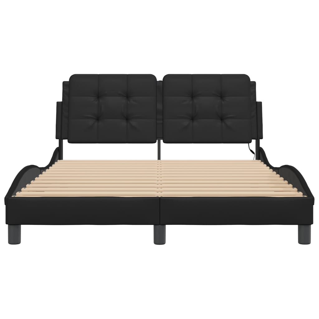 vidaXL Cadru de pat cu lumini LED, negru, 120x200 cm, piele ecologică vidaXL Cadru de pat cu lumini LED, negru, 120x200 cm, piele ecologică