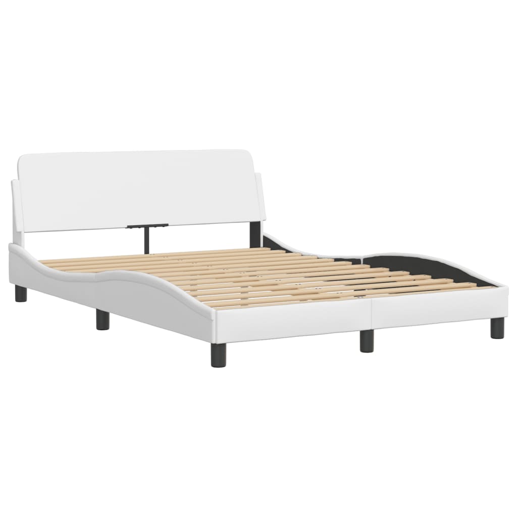 vidaXL Cadru de pat cu lumini LED, alb, 120x200 cm, piele ecologică vidaXL Cadru de pat cu lumini LED, alb, 120x200 cm, piele ecologică