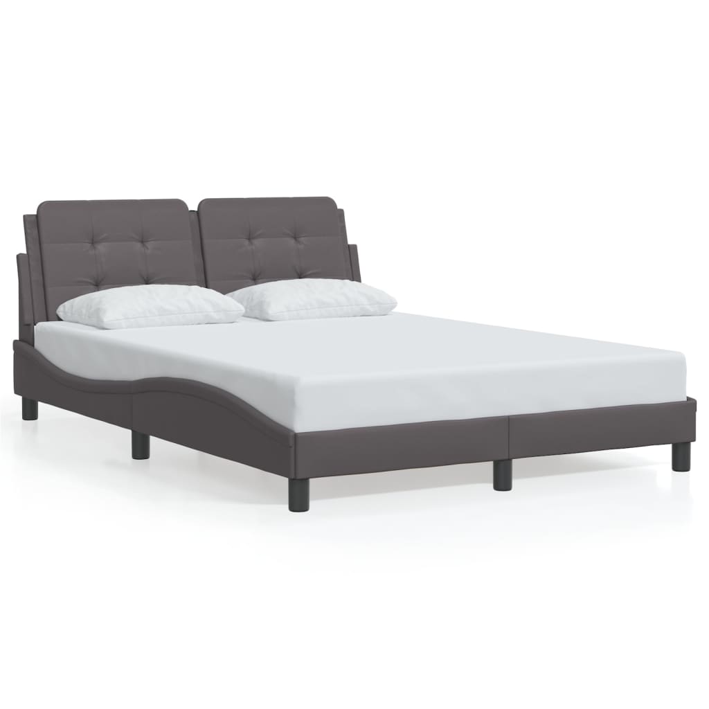 vidaXL Cadru de pat cu lumini LED, gri, 120x200 cm, piele ecologică
