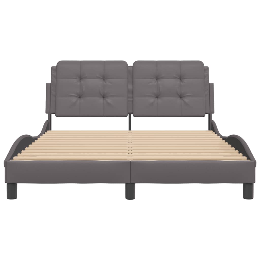 vidaXL Cadru de pat cu lumini LED, gri, 120x200 cm, piele ecologică