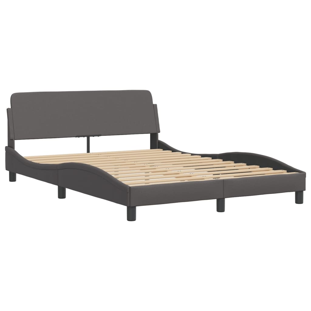 vidaXL Cadru de pat cu lumini LED, gri, 120x200 cm, piele ecologică