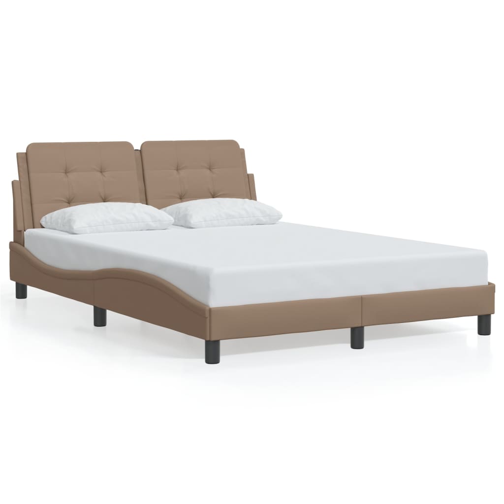 vidaXL Cadru de pat cu LED, cappuccino, 120x200 cm, piele ecologică