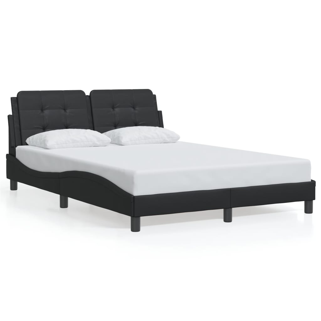 vidaXL Cadru de pat cu lumini LED, negru, 140x190 cm, piele ecologică vidaXL Cadru de pat cu lumini LED, negru, 140x190 cm, piele ecologică