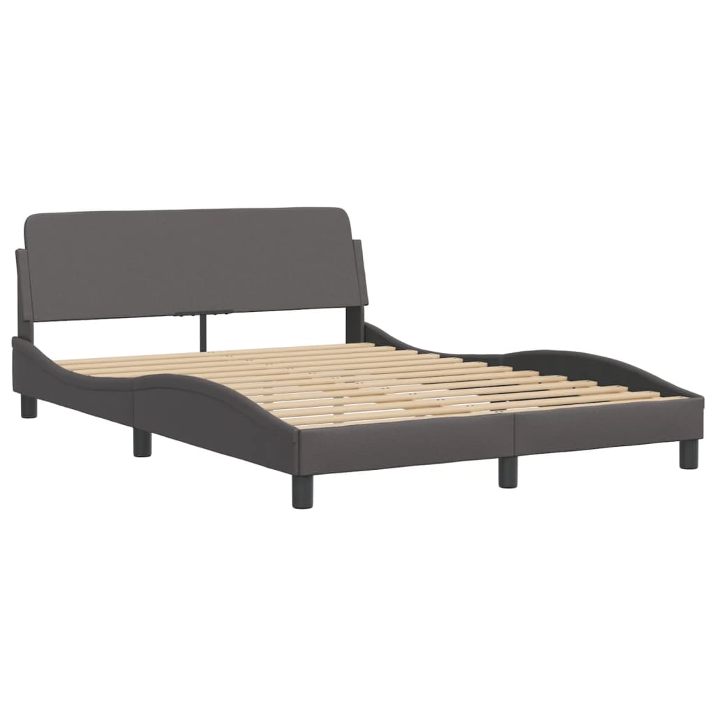 vidaXL Cadru de pat cu lumini LED, gri, 140x200 cm, piele ecologică
