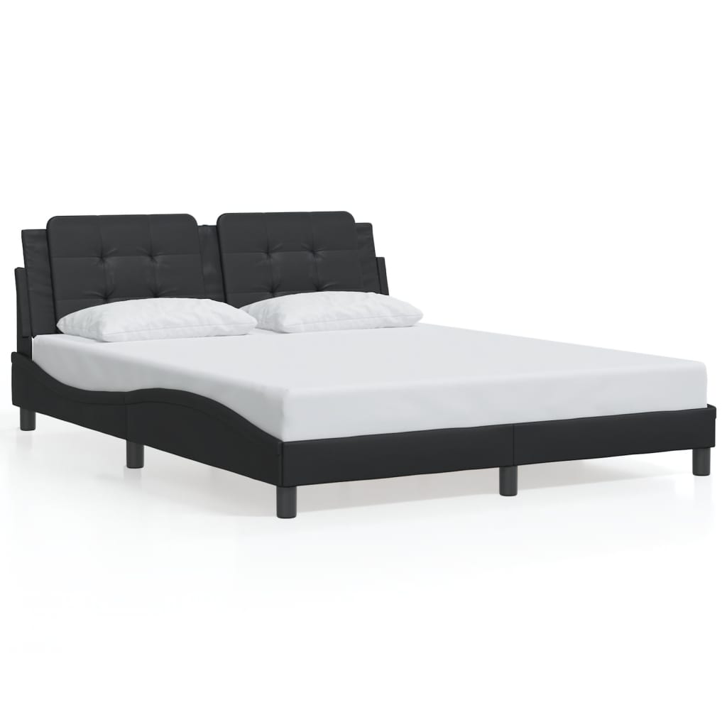 vidaXL Cadru de pat cu lumini LED, negru, 160x200 cm, piele ecologică vidaXL Cadru de pat cu lumini LED, negru, 160x200 cm, piele ecologică