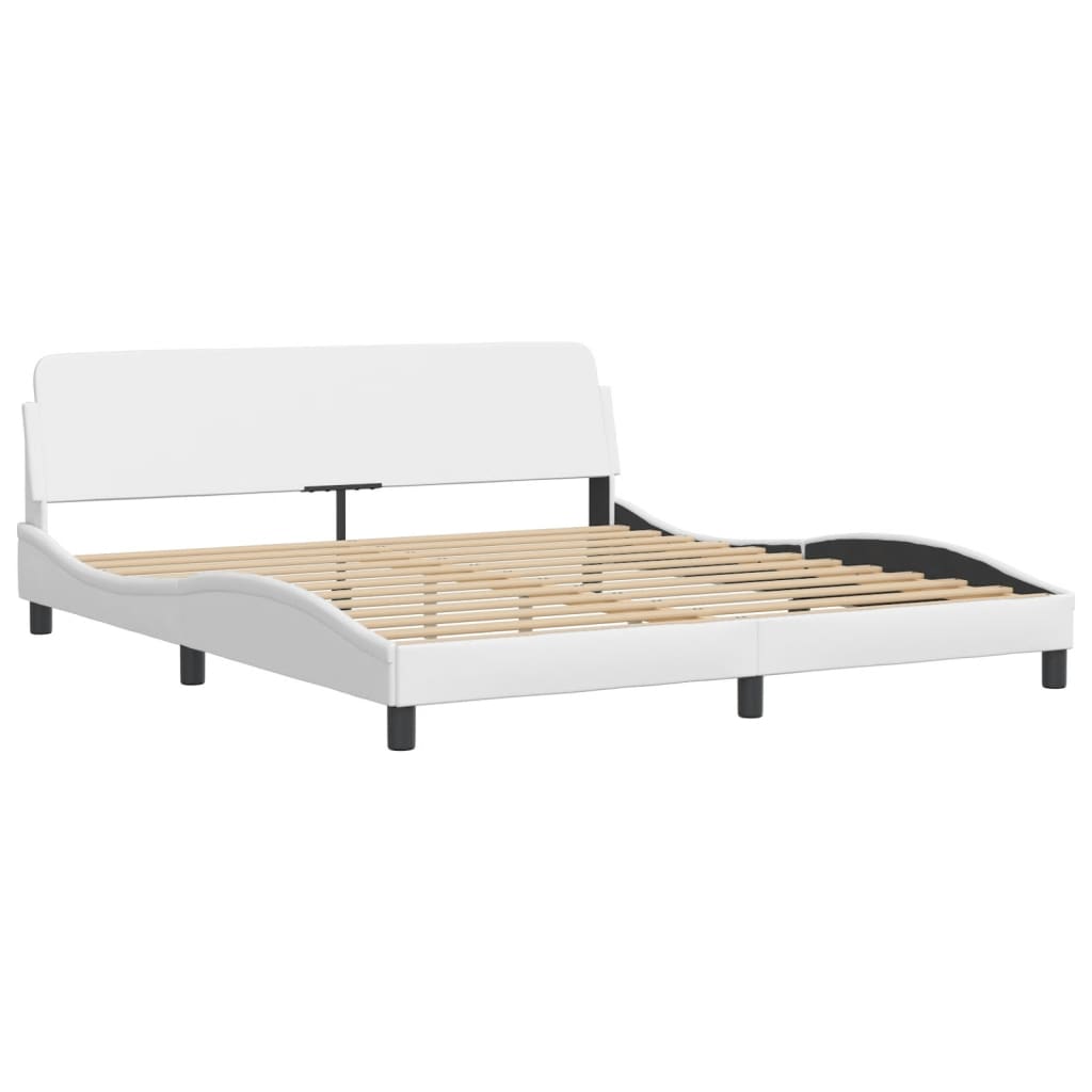 vidaXL Cadru de pat cu lumini LED, alb, 180x200 cm, piele ecologică vidaXL Cadru de pat cu lumini LED, alb, 180x200 cm, piele ecologică