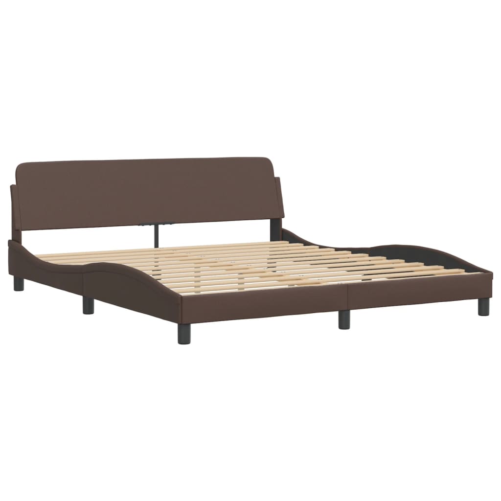 vidaXL Cadru de pat cu lumini LED, maro, 180x200 cm, piele ecologică vidaXL Cadru de pat cu lumini LED, maro, 180x200 cm, piele ecologică