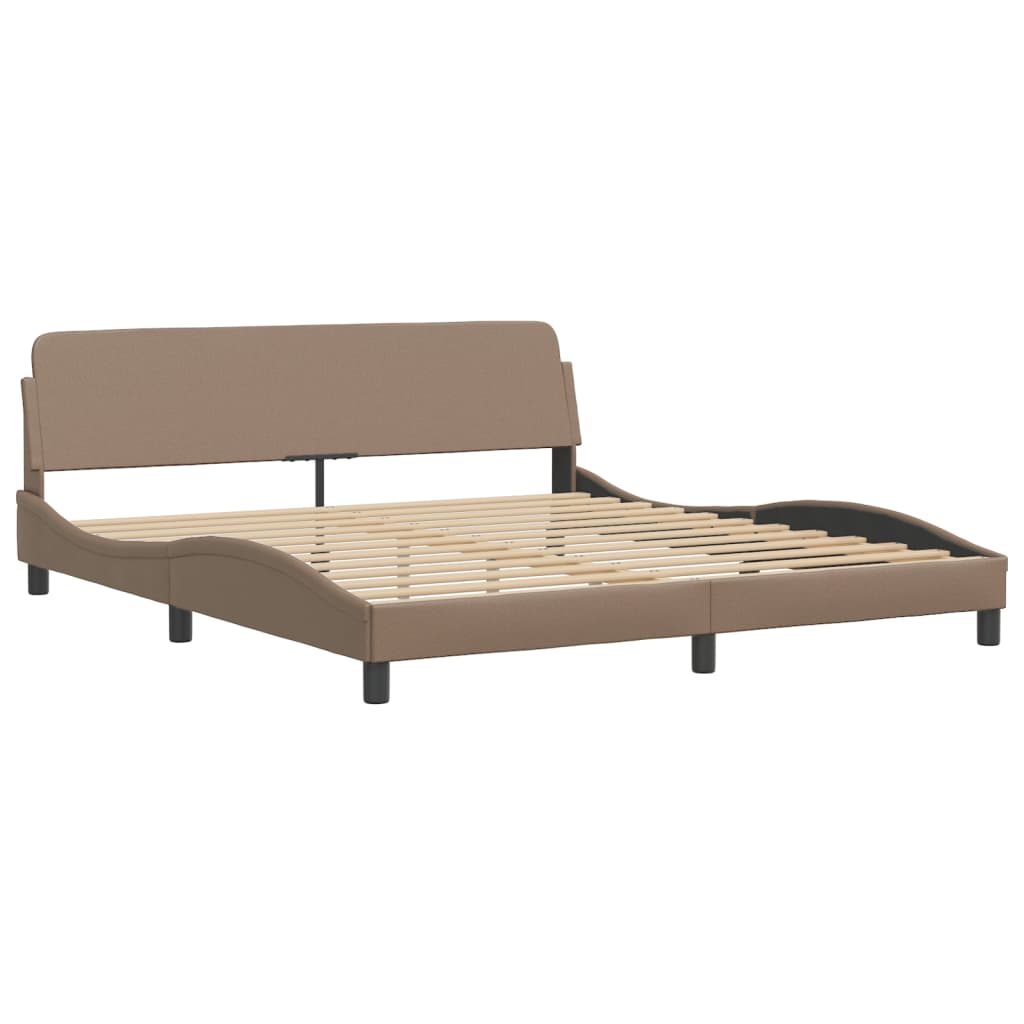 vidaXL Cadru de pat cu LED, cappuccino, 180x200 cm, piele ecologică