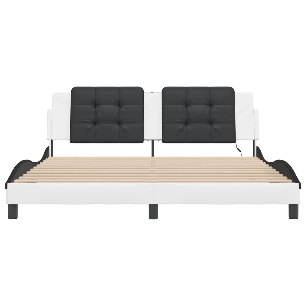 vidaXL Cadru de pat cu LED fără saltea, Zadar, alb și negru, 180x200 cm