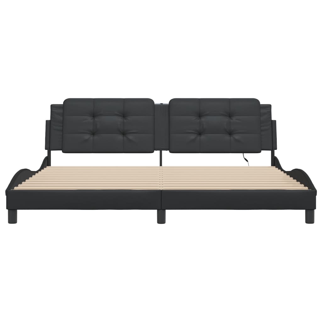 vidaXL Cadru de pat cu LED fără saltea, Zadar, negru, 200x200 cm