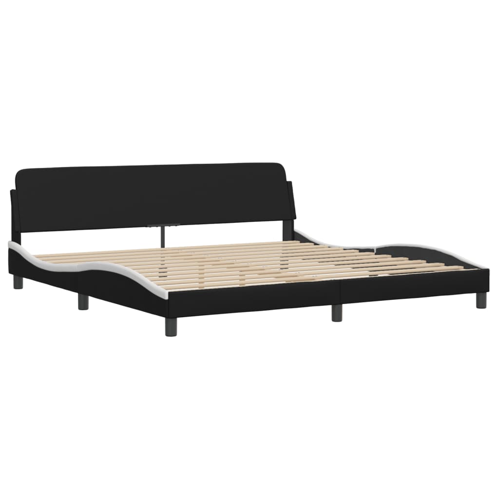 vidaXL Cadru de pat cu lumini LED negru/alb 200x200 cm piele ecologică vidaXL Cadru de pat cu lumini LED negru/alb 200x200 cm piele ecologică