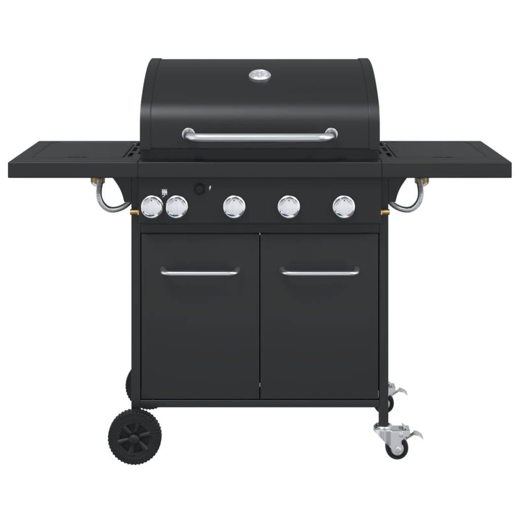 vidaXL Grătar pe gaz cu 5 arzătoare, negru, oțel vopsit electrostatic vidaXL Grătar pe gaz cu 5 arzătoare, negru, oțel vopsit electrostatic