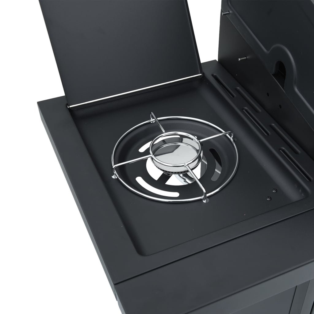 vidaXL Grătar pe gaz cu 5 arzătoare, negru, oțel vopsit electrostatic vidaXL Grătar pe gaz cu 5 arzătoare, negru, oțel vopsit electrostatic