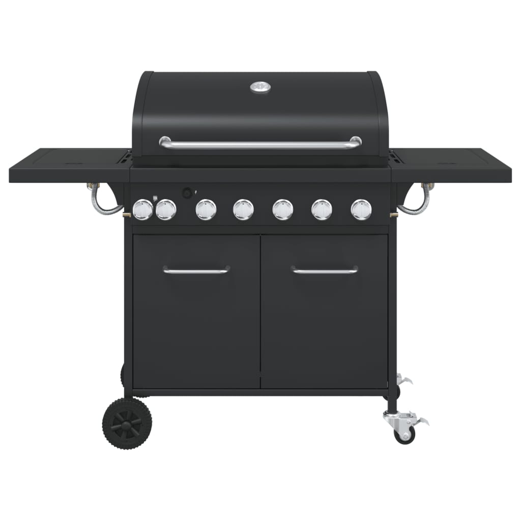 vidaXL Grătar pe gaz cu 7 arzătoare, negru, oțel vopsit electrostatic vidaXL Grătar pe gaz cu 7 arzătoare, negru, oțel vopsit electrostatic